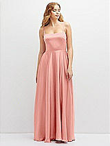 Front View Thumbnail - Rose Adjustable Sash Tie Back Satin Maxi Dress with Full Skirt