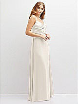 Alt View 2 Thumbnail - Ivory Vertical Ruched Bodice Satin Maxi Dress with Full Skirt