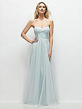 Front View Thumbnail - Mist Strapless Twist Cup Tulle Corset Dress with Full Maxi Skirt