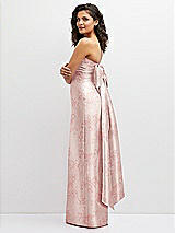 Side View Thumbnail - Bow And Blossom Print Floral Strapless Draped Bodice Column Dress with Oversized Bow