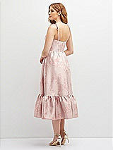 Rear View Thumbnail - Bow And Blossom Print Floral Shirred Ruffle Hem Midi Dress with Self-Tie Spaghetti Straps and Pockets