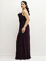 Side View Thumbnail - Deep Plum Soft Cowl-Neck A-Line Maxi Dress with Adjustable Straps