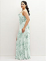 Side View Thumbnail - Mint Green Floral Soft Cowl-Neck A-Line Maxi Dress with Adjustable Straps