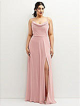 Front View Thumbnail - Rose Soft Cowl-Neck A-Line Maxi Dress with Adjustable Straps