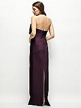 Alt View 4 Thumbnail - Deep Plum Strapless Satin Column Maxi Dress with Oversized Handcrafted Bow