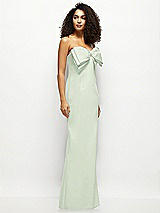 Side View Thumbnail - Mint Green Strapless Satin Column Maxi Dress with Oversized Handcrafted Bow