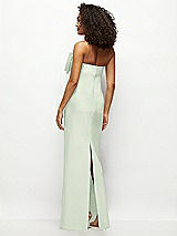 Rear View Thumbnail - Mint Green Strapless Satin Column Maxi Dress with Oversized Handcrafted Bow