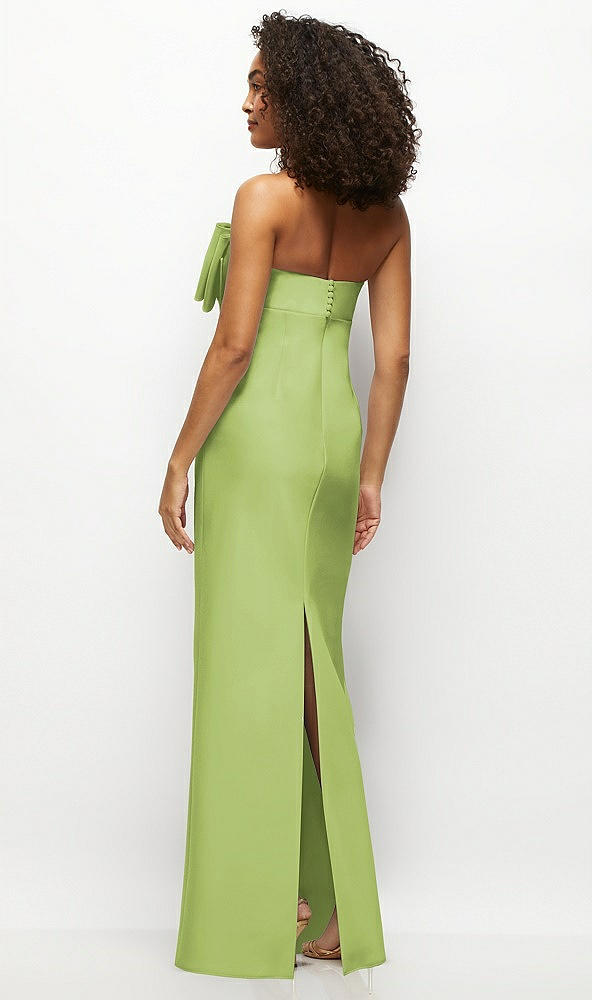 Back View - Mojito Strapless Satin Column Maxi Dress with Oversized Handcrafted Bow