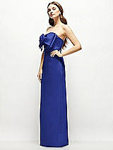 Alt View 3 Thumbnail - Cobalt Blue Strapless Satin Column Maxi Dress with Oversized Handcrafted Bow