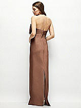 Alt View 4 Thumbnail - Cognac Strapless Satin Column Maxi Dress with Oversized Handcrafted Bow