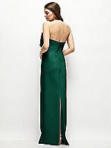 Alt View 4 Thumbnail - Hunter Green Strapless Satin Column Maxi Dress with Oversized Handcrafted Bow