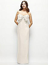 Alt View 2 Thumbnail - Ivory Strapless Satin Column Maxi Dress with Oversized Handcrafted Bow