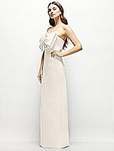 Alt View 3 Thumbnail - Ivory Strapless Satin Column Maxi Dress with Oversized Handcrafted Bow