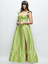Alt View 2 Thumbnail - Mojito Satin Corset Maxi Dress with Ruffle Straps & Skirt