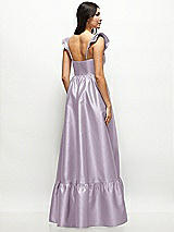 Rear View Thumbnail - Lilac Haze Satin Corset Maxi Dress with Ruffle Straps & Skirt