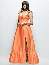 Alt View 2 Thumbnail - Portofino Orange Satin Corset Maxi Dress with Ruffle Straps & Skirt