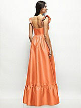 Rear View Thumbnail - Portofino Orange Satin Corset Maxi Dress with Ruffle Straps & Skirt