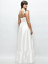 Alt View 3 Thumbnail - White Satin Corset Maxi Dress with Ruffle Straps & Skirt