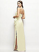 Alt View 3 Thumbnail - Butter Yellow Strapless Draped Skirt Satin Maxi Dress with Cascade Ruffle