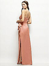 Alt View 3 Thumbnail - Copper Penny Strapless Draped Skirt Satin Maxi Dress with Cascade Ruffle