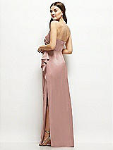 Alt View 3 Thumbnail - Neu Nude Strapless Draped Skirt Satin Maxi Dress with Cascade Ruffle
