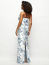 Rear View Thumbnail - Cottage Rose Larkspur Strapless Floral Satin Column Maxi Dress with Oversized Bow