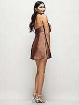 Rear View Thumbnail - Cognac Strapless Bell Skirt Satin Mini Dress with Oversized Bow