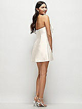 Rear View Thumbnail - Ivory Strapless Bell Skirt Satin Mini Dress with Oversized Bow