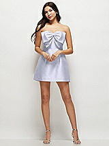 Front View Thumbnail - Silver Dove Strapless Bell Skirt Satin Mini Dress with Oversized Bow