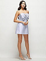 Side View Thumbnail - Silver Dove Strapless Bell Skirt Satin Mini Dress with Oversized Bow