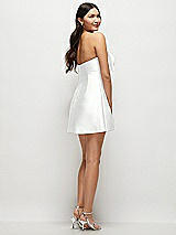 Rear View Thumbnail - White Strapless Bell Skirt Satin Mini Dress with Oversized Bow