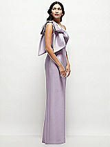 Side View Thumbnail - Lilac Haze Oversized Bow One-Shoulder Satin Column Maxi Dress