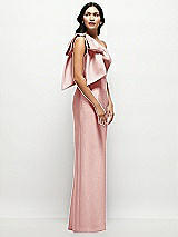 Side View Thumbnail - Rose Oversized Bow One-Shoulder Satin Column Maxi Dress