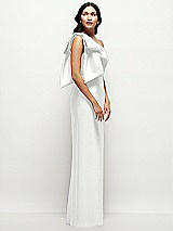 Side View Thumbnail - White Oversized Bow One-Shoulder Satin Column Maxi Dress