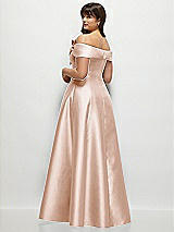 Alt View 2 Thumbnail - Cameo Asymmetrical Bow Off-Shoulder Satin Gown with Ballroom Skirt