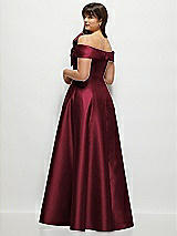 Alt View 2 Thumbnail - Cabernet Asymmetrical Bow Off-Shoulder Satin Gown with Ballroom Skirt