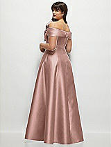 Alt View 2 Thumbnail - Neu Nude Asymmetrical Bow Off-Shoulder Satin Gown with Ballroom Skirt
