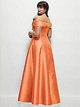 Alt View 2 Thumbnail - Portofino Orange Asymmetrical Bow Off-Shoulder Satin Gown with Ballroom Skirt