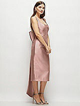 Side View Thumbnail - Neu Nude Scoop Neck Corset Satin Midi Dress with Floor-Length Bow Tails