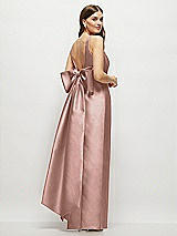 Front View Thumbnail - Neu Nude Scoop Neck Corset Satin Maxi Dress with Floor-Length Bow Tails