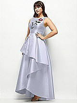 Front View Thumbnail - Silver Dove Beaded Floral Bodice Satin Maxi Dress with Layered Ballgown Skirt