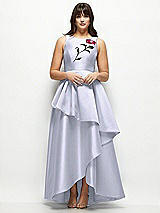 Side View Thumbnail - Silver Dove Beaded Floral Bodice Satin Maxi Dress with Layered Ballgown Skirt