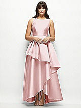 Front View Thumbnail - Ballet Pink Satin Maxi Dress with Asymmetrical Layered Ballgown Skirt