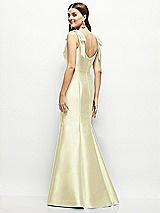 Rear View Thumbnail - Butter Yellow Satin Fit and Flare Maxi Dress with Shoulder Bows