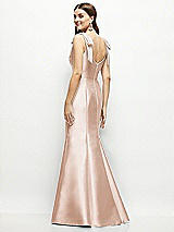 Rear View Thumbnail - Cameo Satin Fit and Flare Maxi Dress with Shoulder Bows