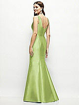 Rear View Thumbnail - Mojito Satin Square Neck Fit and Flare Maxi Dress