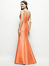 Rear View Thumbnail - Portofino Orange Satin Square Neck Fit and Flare Maxi Dress