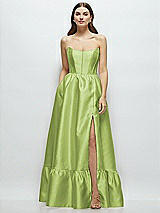 Front View Thumbnail - Mojito Strapless Cat-Eye Boned Bodice Maxi Dress with Ruffle Hem