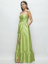 Side View Thumbnail - Mojito Strapless Cat-Eye Boned Bodice Maxi Dress with Ruffle Hem