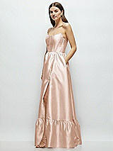 Side View Thumbnail - Cameo Strapless Cat-Eye Boned Bodice Maxi Dress with Ruffle Hem